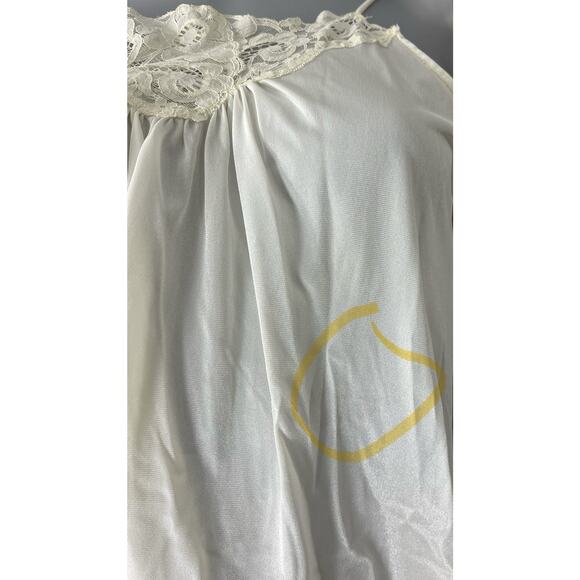 Vtg Camisole Slip Top Satin White Floral Lace Medium Cami Cottage Fairy Tank Top - Picture 12 of 12